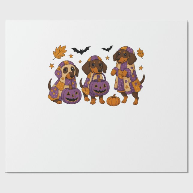 Dachshund Hund Spöke Halloween Presentpapper (Platt)