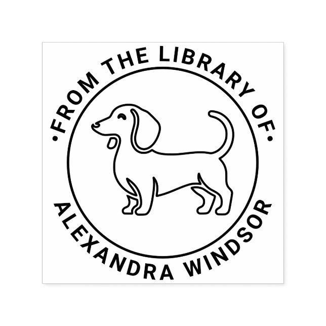 Dachshund Hund Står Sil2 Bibliotek Boknamn Självfärgande Stämpel (Design)