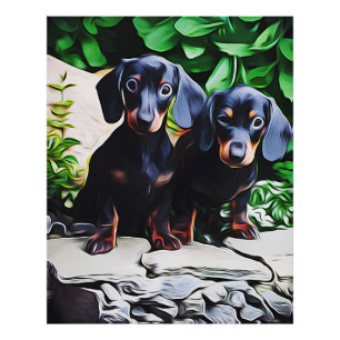 Dachshund Hund Summer Garden Birthday Poster