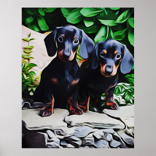 Dachshund Hund Summer Garden Birthday Poster