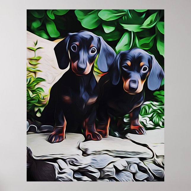 Dachshund Hund Summer Garden Birthday Poster (Framsidan)