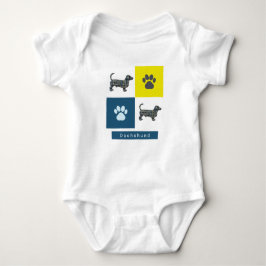 Dachshund Hund & Tass Gult & Blue Grid T Shirt