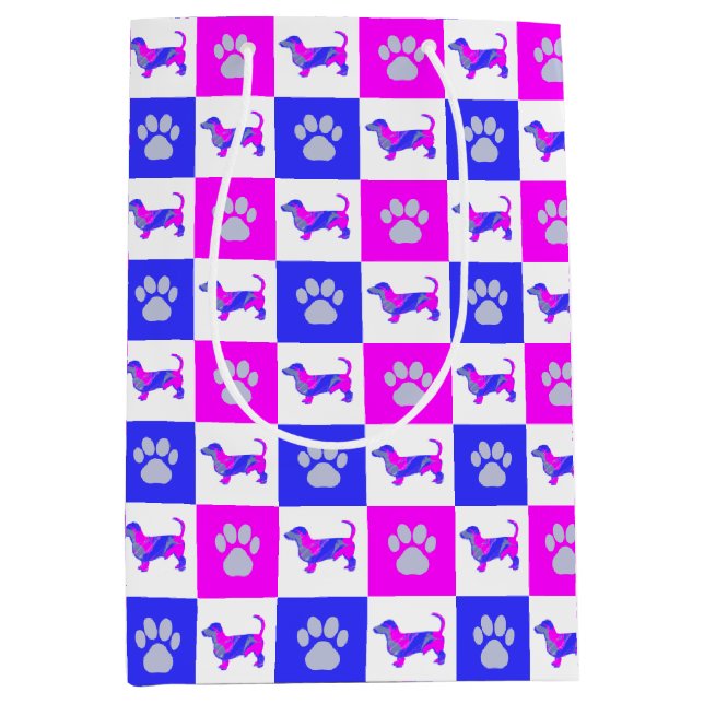 Dachshund Hund & Tass Shock rosa & Blue (Framsidan)