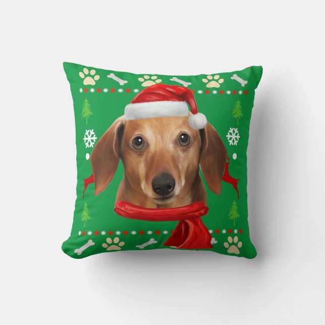 Dachshund Hund Ugly jul Kudde (Framsida)