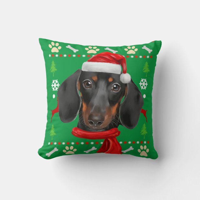 Dachshund Hund Ugly jul Kudde (Framsida)