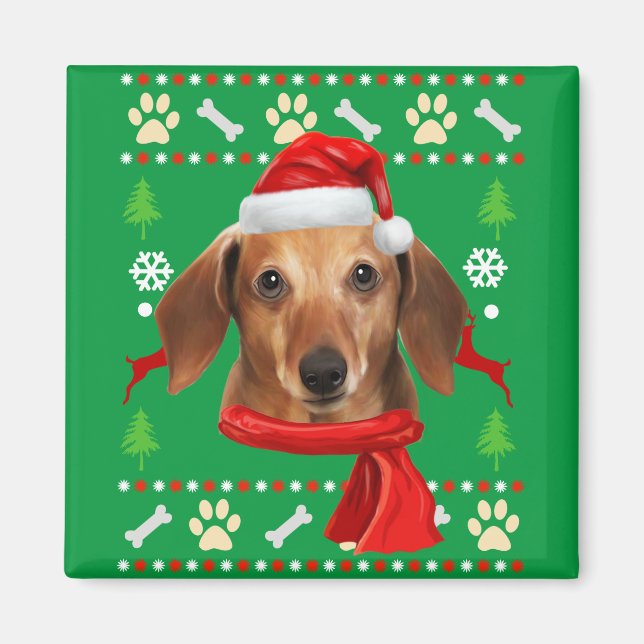 Dachshund Hund Ugly jul Magnet (Framsidan)