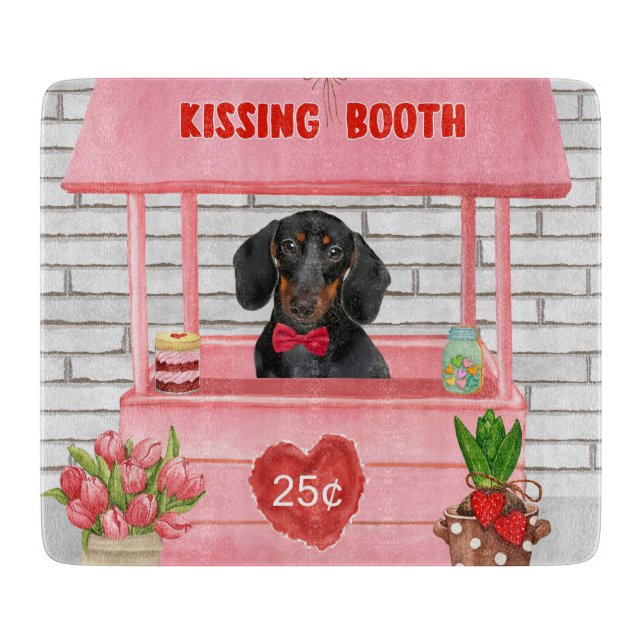 Dachshund Hund Valentine Day Kissing Booth (Framsidan)