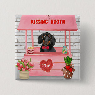 Dachshund Hund Valentine Day Kissing Booth Knapp