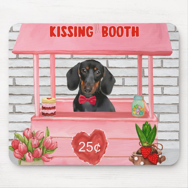 Dachshund Hund Valentine Day Kissing Booth Musmatta (Framsidan)