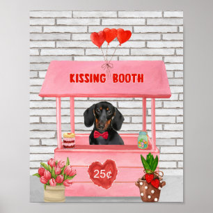 Dachshund Hund Valentine Day Kissing Booth Poster