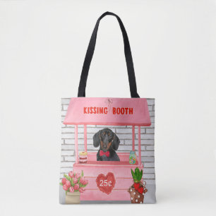 Dachshund Hund Valentine Day Kissing Booth Tygkasse