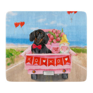Dachshund Hund Valentine Day Lastbil Hearts
