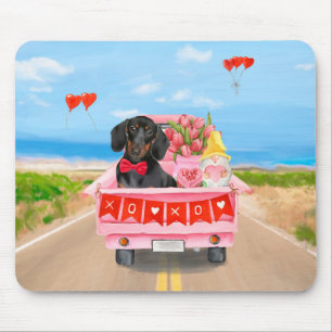 Dachshund Hund Valentine Day Lastbil Hearts Musmatta