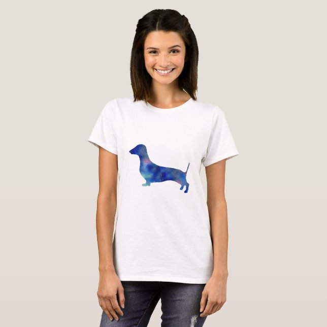 Dachshund Hund Women's Basic T-Shirt, White Tee (Hel framsida)