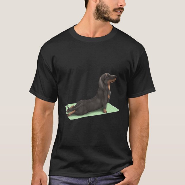 Dachshund Hund Yoga Pose Meditation Zen Workout Ex T Shirt (Framsida)