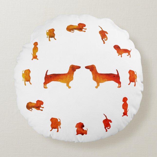 Dachshund Hundar Anpassningsbar Rund Kudde (Framsidan)