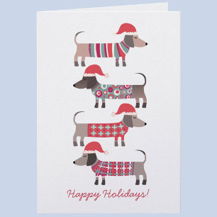 Dachshund hundar i tomtelovor jul anteckningskort