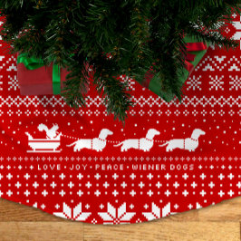 Dachshund Hundar jul Mönster med ekorre Julgransmatta Borstad Polyester