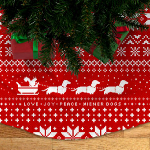 Dachshund Hundar jul Mönster med ekorre Julgransmatta Borstad Polyester