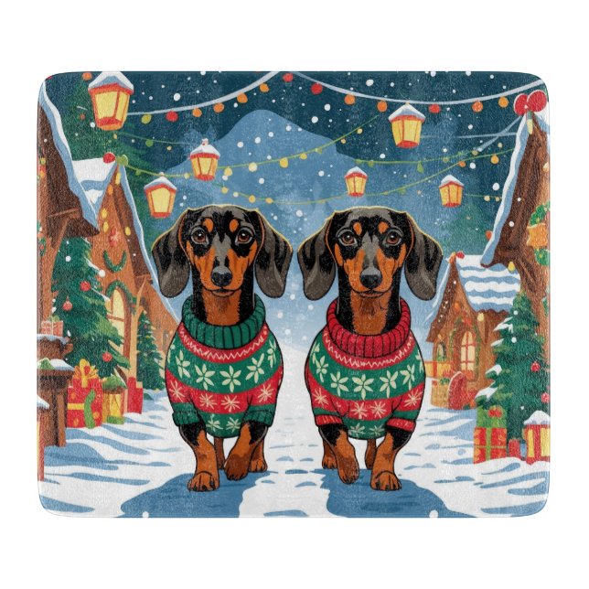 Dachshund Hundar Jul Snö Högtid (Framsidan)