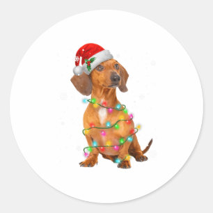 Dachshund Hundar Julgran Tröja Jul Presenter F Runt Klistermärke