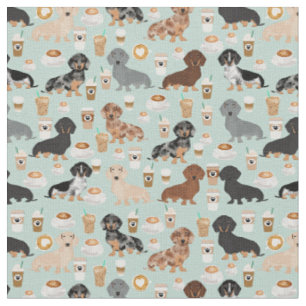 Dachshund hundar kaffe älskare mynta tyg
