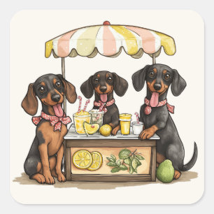 Dachshund Hundar Lemonade stativ Fyrkantigt Klistermärke