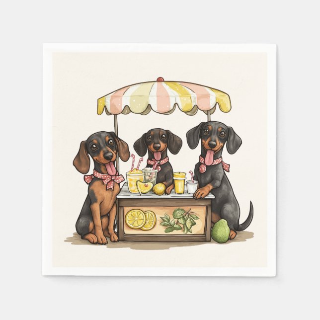 Dachshund Hundar Lemonade stativ Pappersservett (Framsidan)