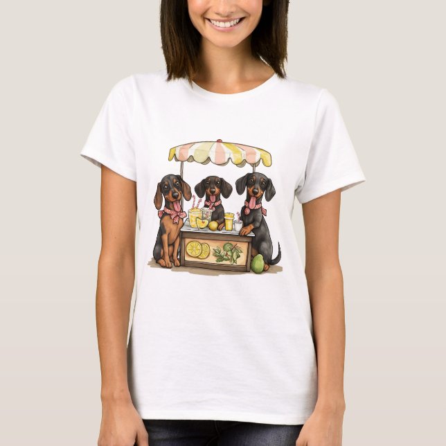 Dachshund Hundar Lemonade stativ T Shirt (Framsida)