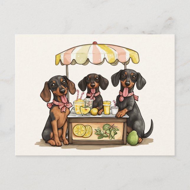 Dachshund Hundar Lemonade stativ Vykort (Framsida)