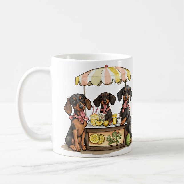 Dachshund-hundar Lemonadstånd Kaffemugg (Vänster)