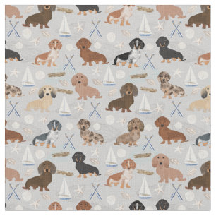 Dachshund hundar nautisk grått tyg