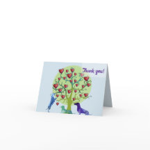 Dachshund hundar och träd med hjärta Tack kort