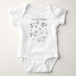 Dachshund Hundar Pets Doodle Funny Black and White T Shirt
