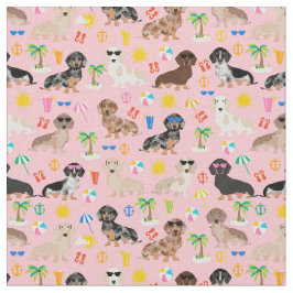 Dachshund hundar rosa strand tyg