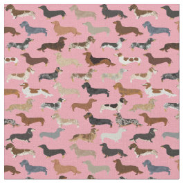 Dachshund hundar rosa tyg