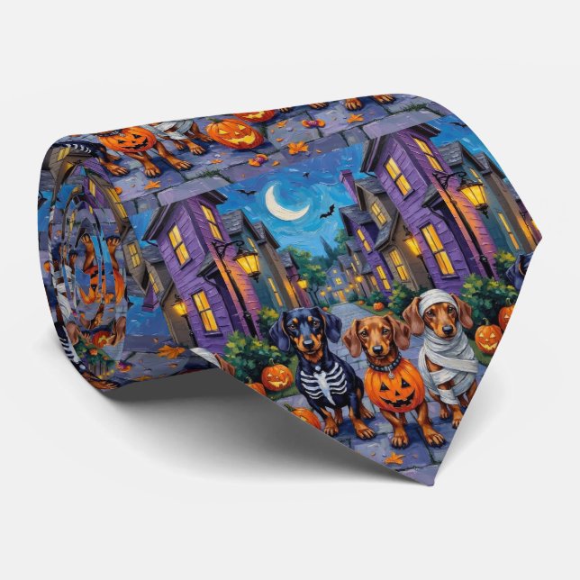 Dachshund Hundar som går på Halloweentrick-or-trea Slips (Rullad)