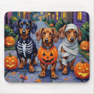 Dachshund Hundar som söker godis på Halloween Musmatta