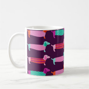 Dachshund Hundar: Sömlös Cute Mönster. Kaffemugg