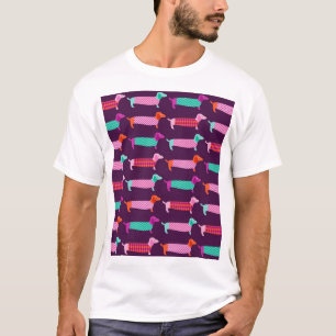 Dachshund Hundar: Sömlös Cute Mönster. T Shirt