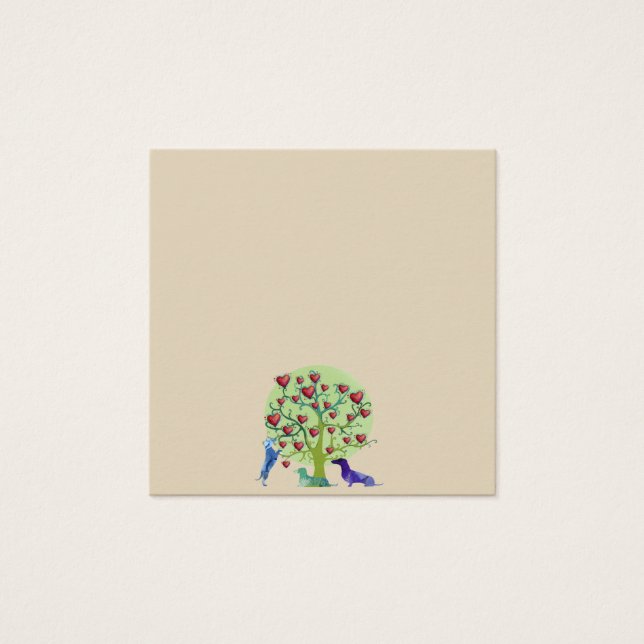 Dachshund Hundar Träd Hearts Art Standard Notes Fyrkantigt Visitkort (Framsida)