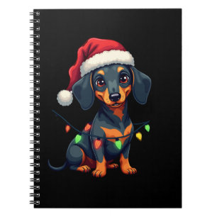 Dachshund Hundar Träd Jul Tröja Xmas Gåvor F Anteckningsbok