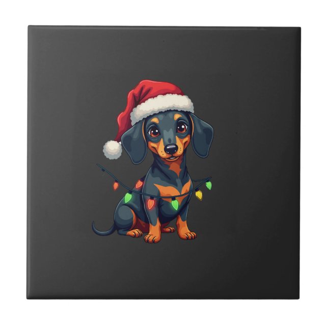 Dachshund Hundar Träd Jul Tröja Xmas Gåvor F Kakelplatta (Framsidan)