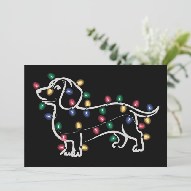 Dachshund Hundar Träd Jul Xmas Husdjur Hund  Julkort (Stående Fram)