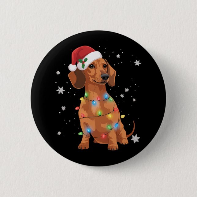 Dachshund Hundar Träd Jul Xmas Husdjur Hund  Knapp (Framsida)