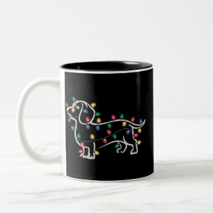 Dachshund Hundar Träd Jul Xmas Husdjur Hund Två-Tonad Mugg