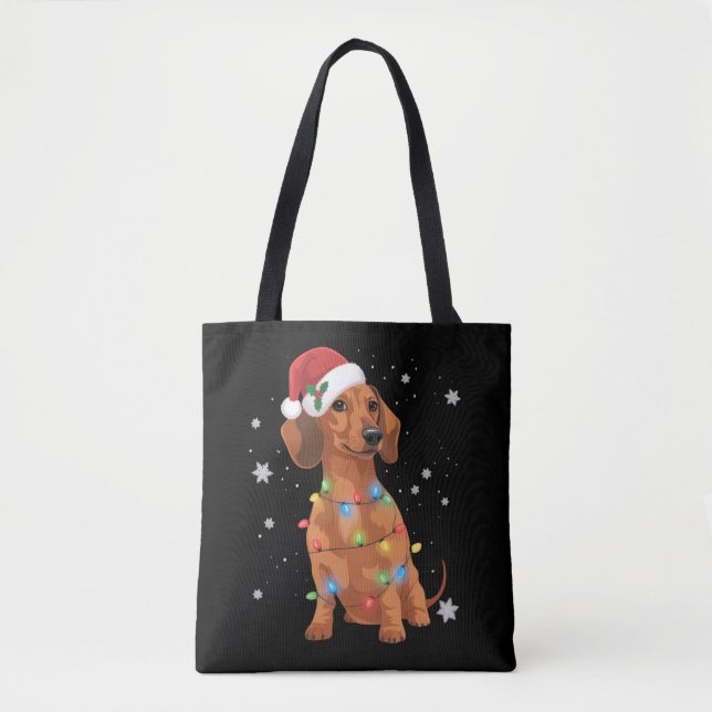 Dachshund Hundar Träd Jul Xmas Husdjur Hund  Tygkasse (Framsida)