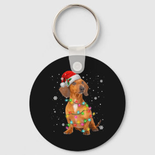 Dachshund Hundar Träd julgåvor Julafton till sälls Nyckelring