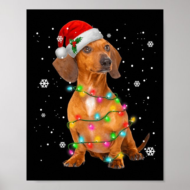 Dachshund Hundar Träd julgåvor Julafton till sälls Poster (Framsidan)