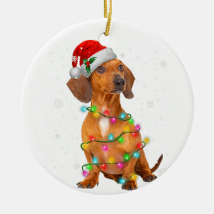 Dachshund Hundar Träd, julklappare, Julafton, gå Julgransprydnad Keramik